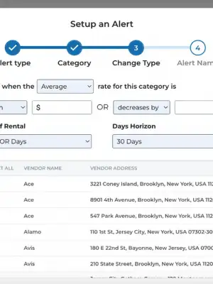 car rental alert page
