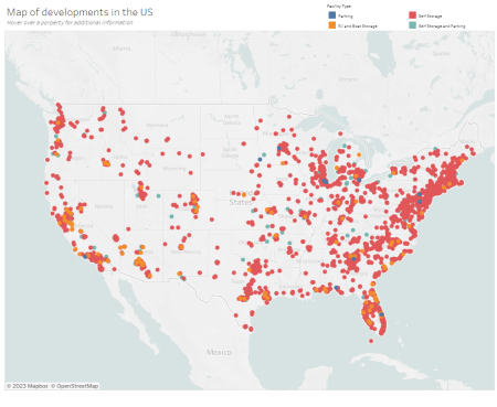 Location map of all available self-storage spaces